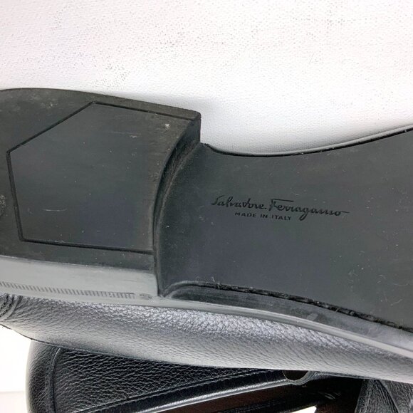 SALVATORE FERRAGAMO  Faraone Embossed Black Leather Loafers Size 13D - Picture 16 of 16